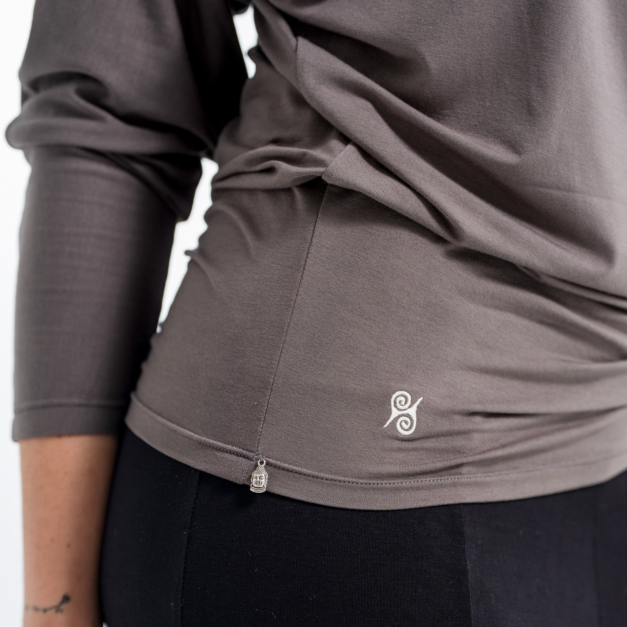 Yoga Shirt Women made of Bamboo Mix - Waterfall Top long Grey NEW