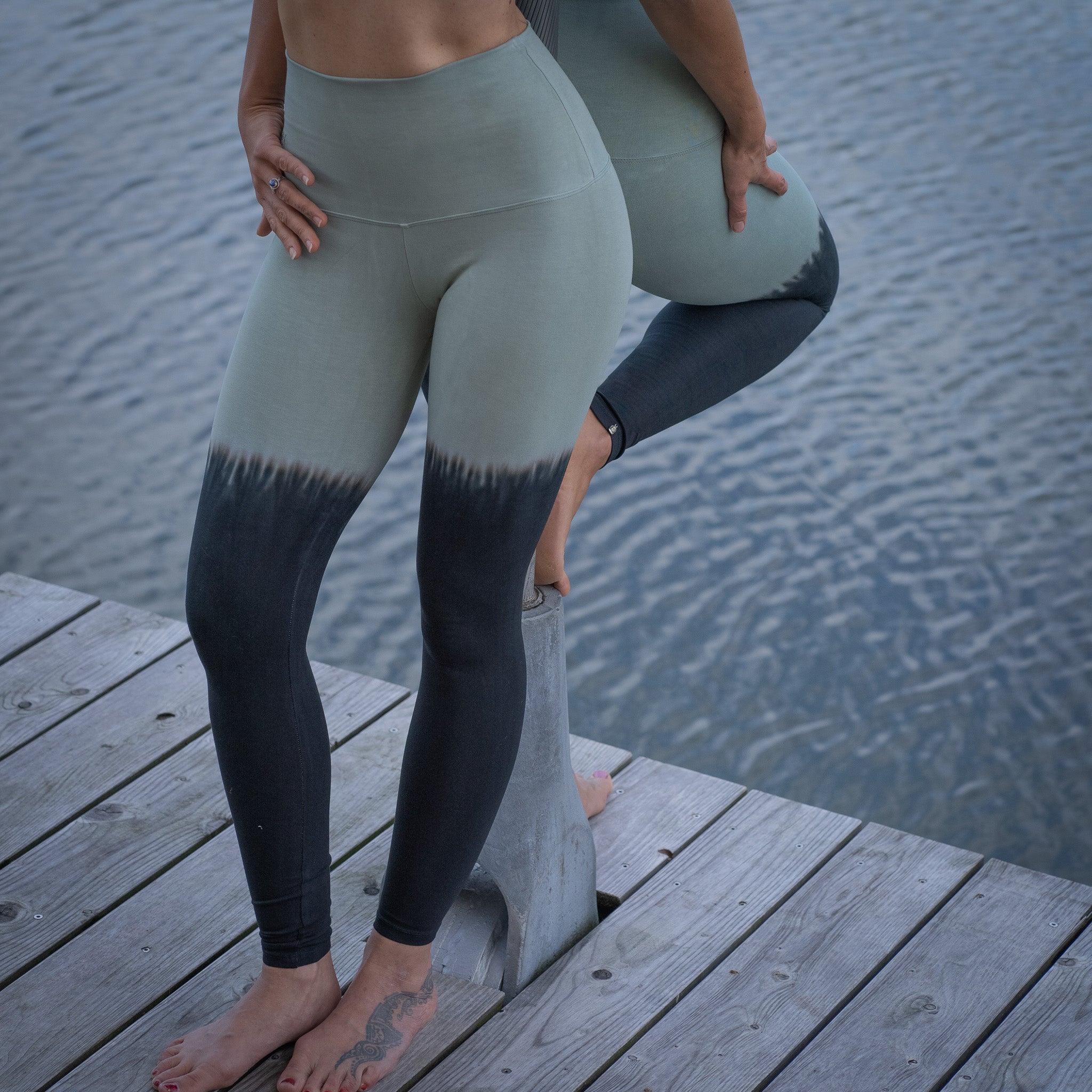 Women's Bamboo Blend Yoga Leggings - Overknee Sage! LIMITED EDITION! (Standard Material)