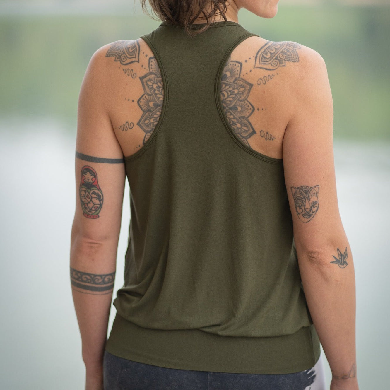 Yoga Top Women made of Bamboo Fiber - Cute Shirt Moss Green