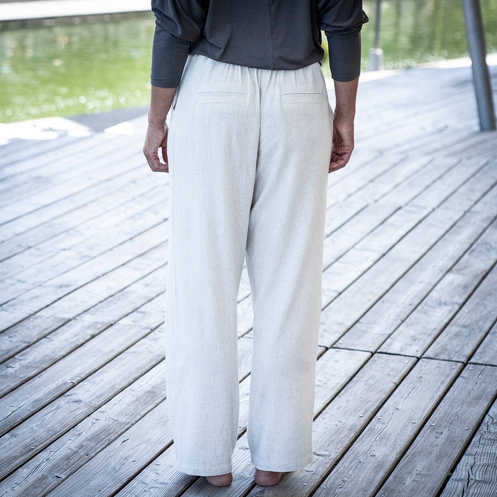 Leinen Hose Damen lang - Evermore Naturweiß (fällt etwas größer aus)