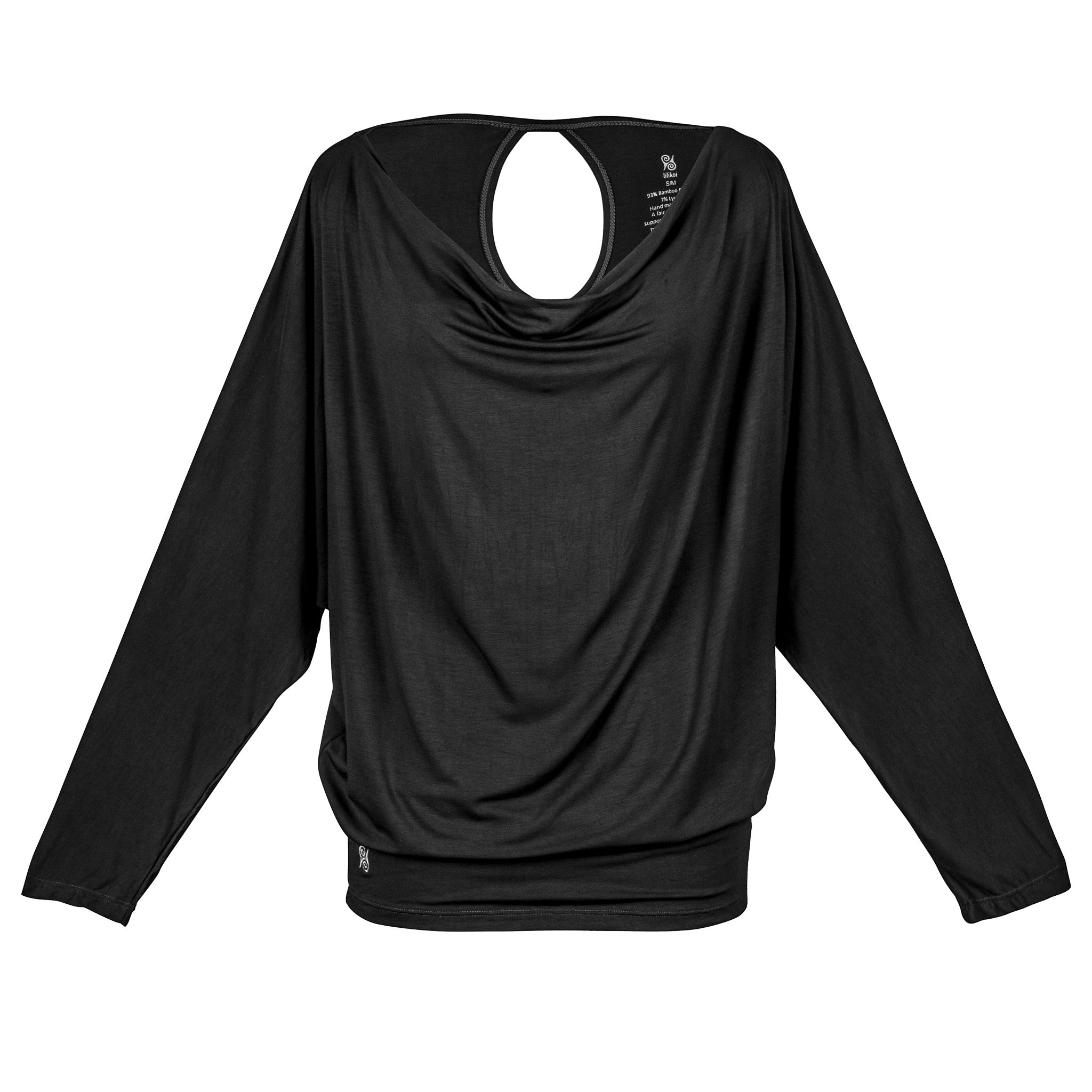 Yoga Shirt Damen aus Bambus Mix - Waterfall Top Long Black