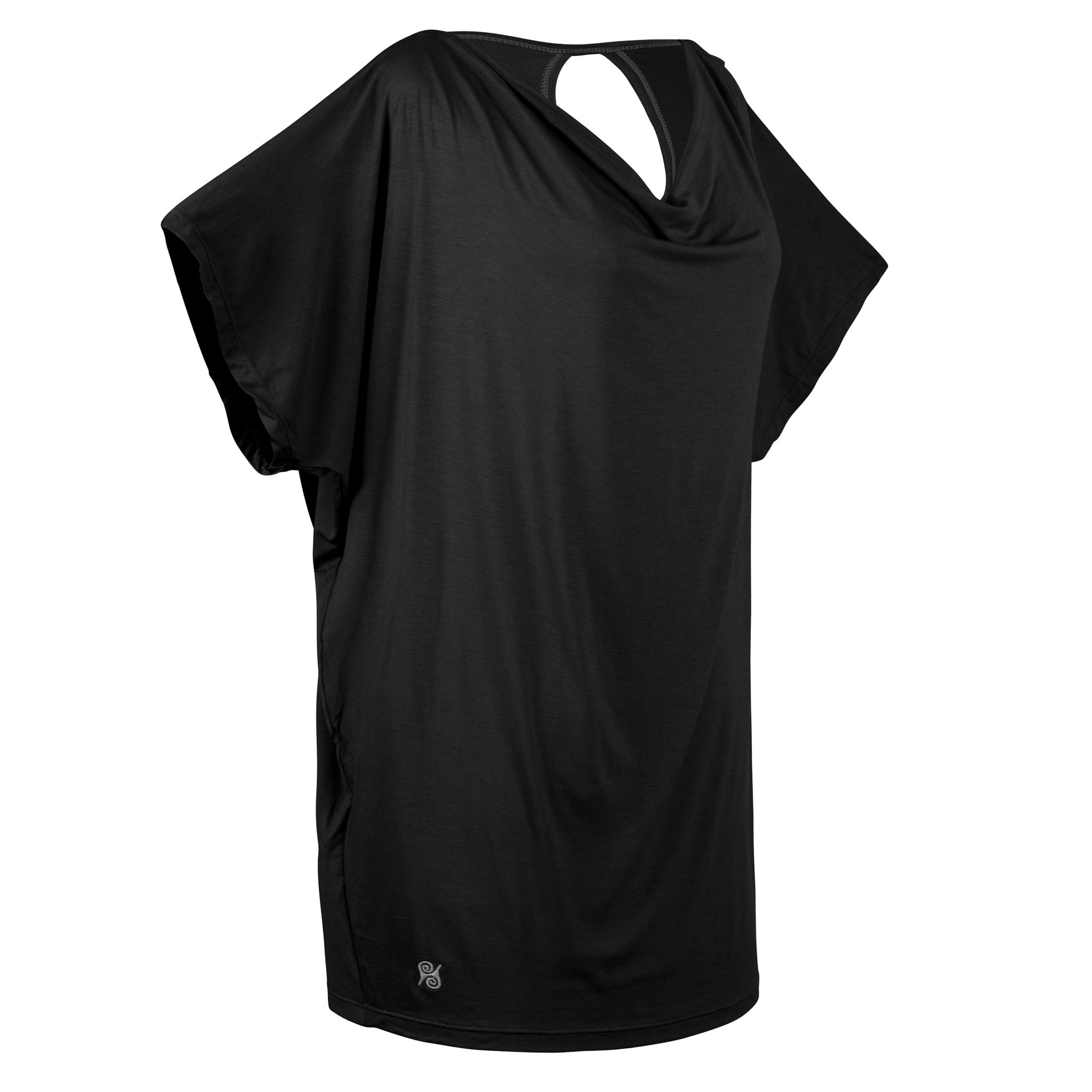 Yoga Shirt Damen aus Bambus Mix - Waterfall Top Short Black