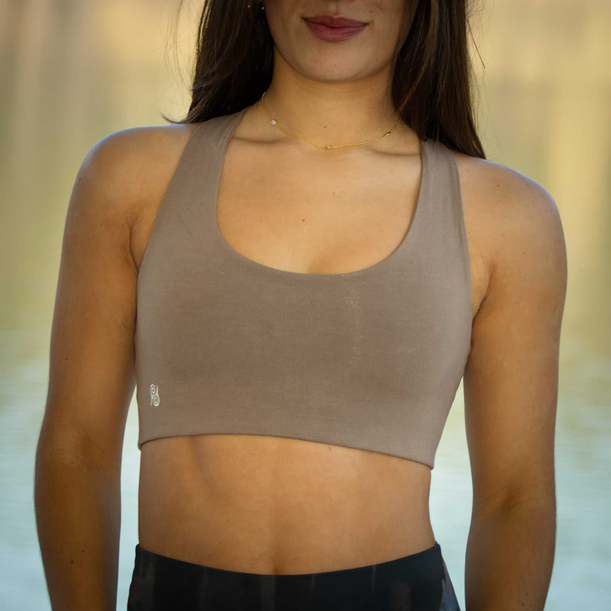 Yoga BH aus Bambus Mix - Criss Cross Mud