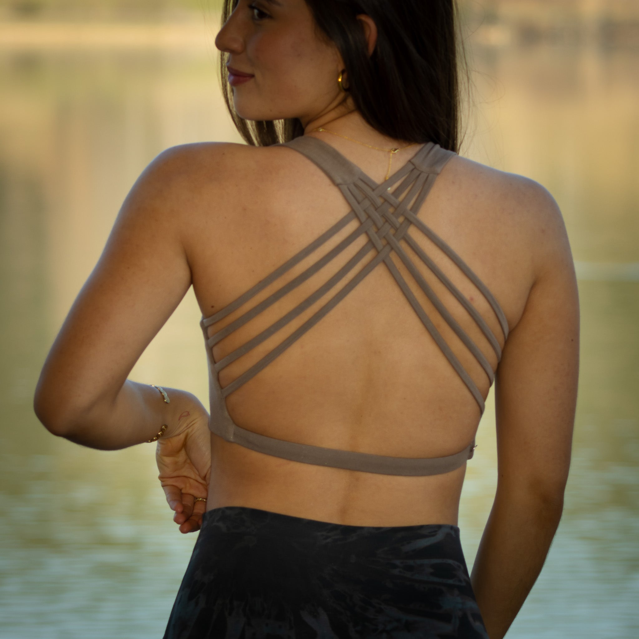 Yoga BH aus Bambus Mix - Criss Cross Mud