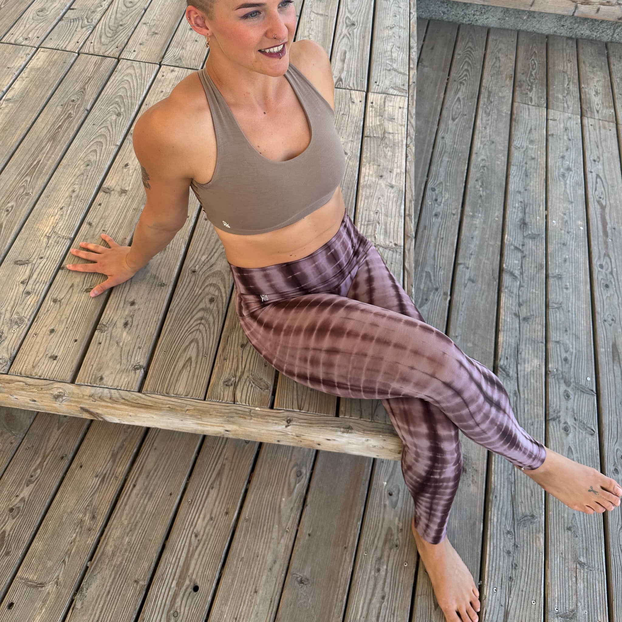 Yoga Leggings Damen aus Bambus Mix - Lavender Love (Dünnes Material)