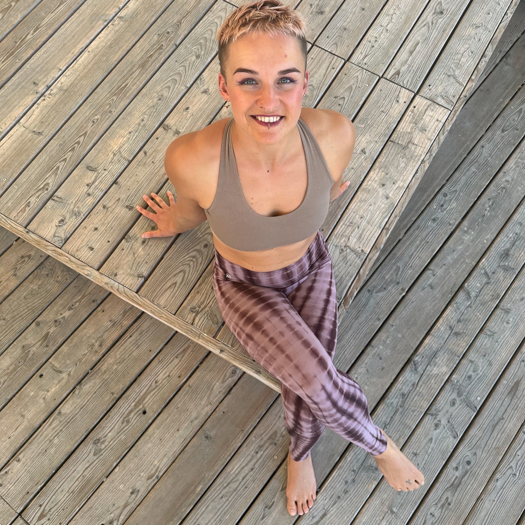 Yoga Leggings Damen aus Bambus Mix - Lavender Love (Dünnes Material)