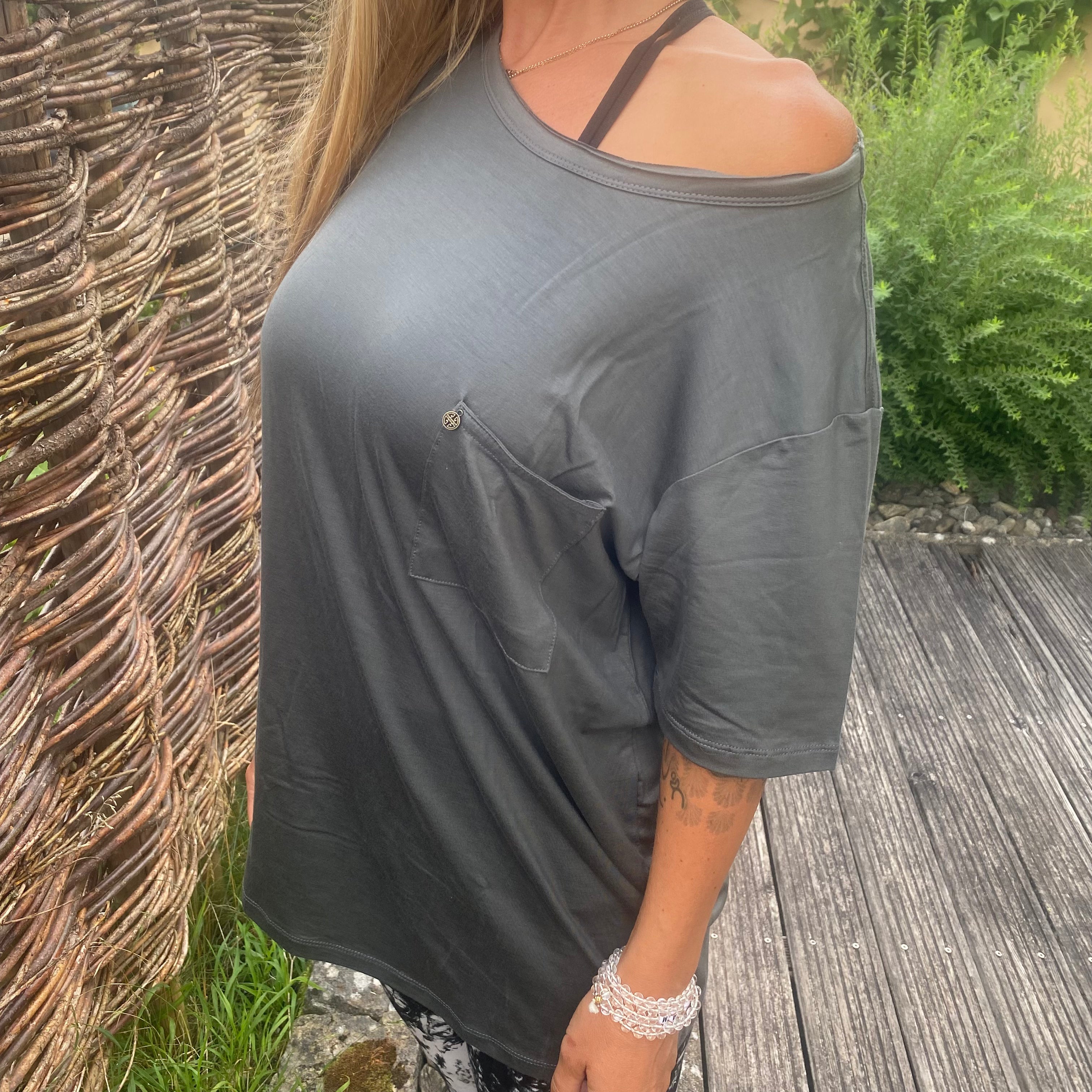 Yoga Shirt Damen aus Eukalyptus Mix - Oversize T-Shirt Grau