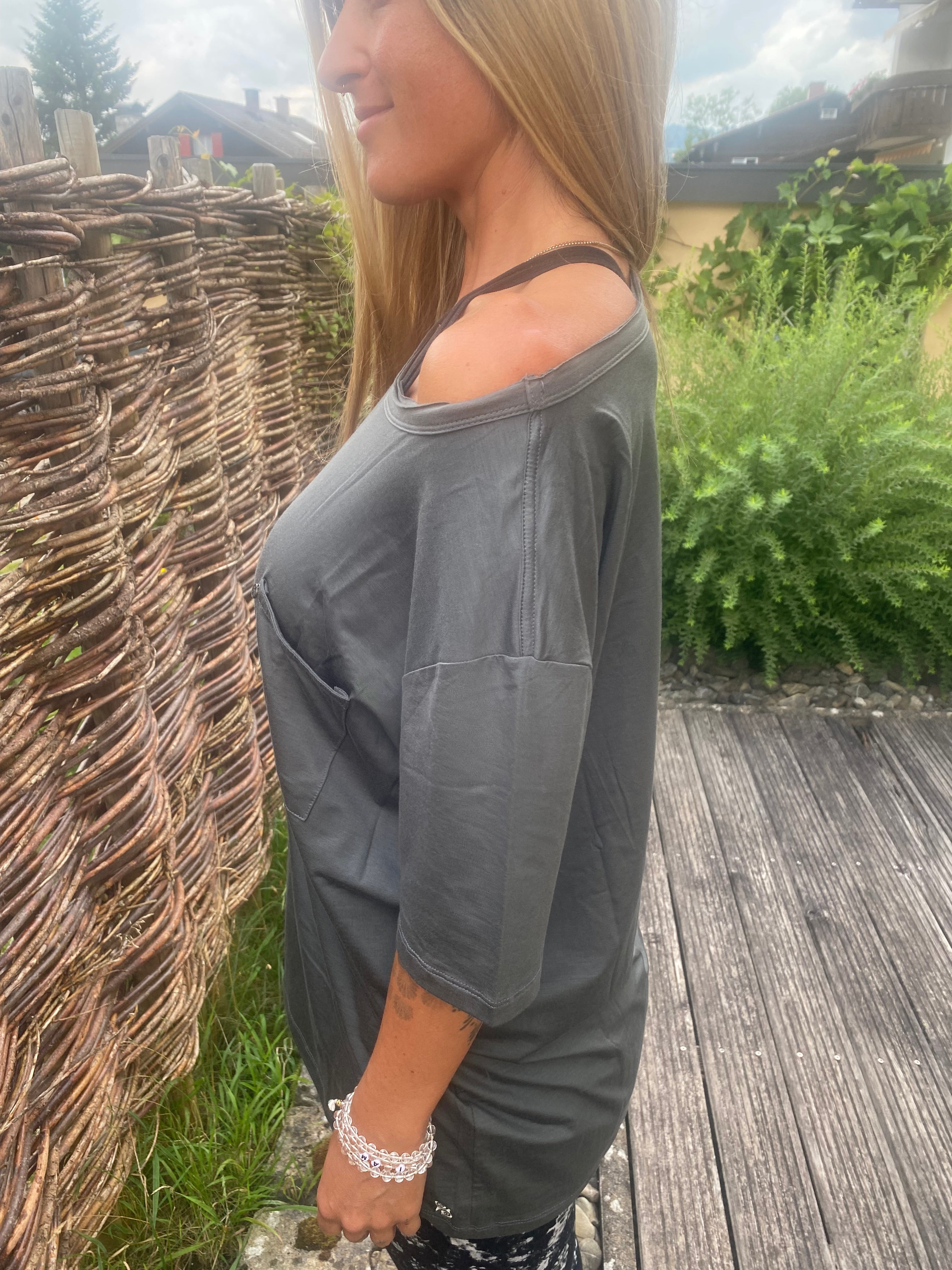 Yoga Shirt Damen aus Eukalyptus Mix - Oversize T-Shirt Grau