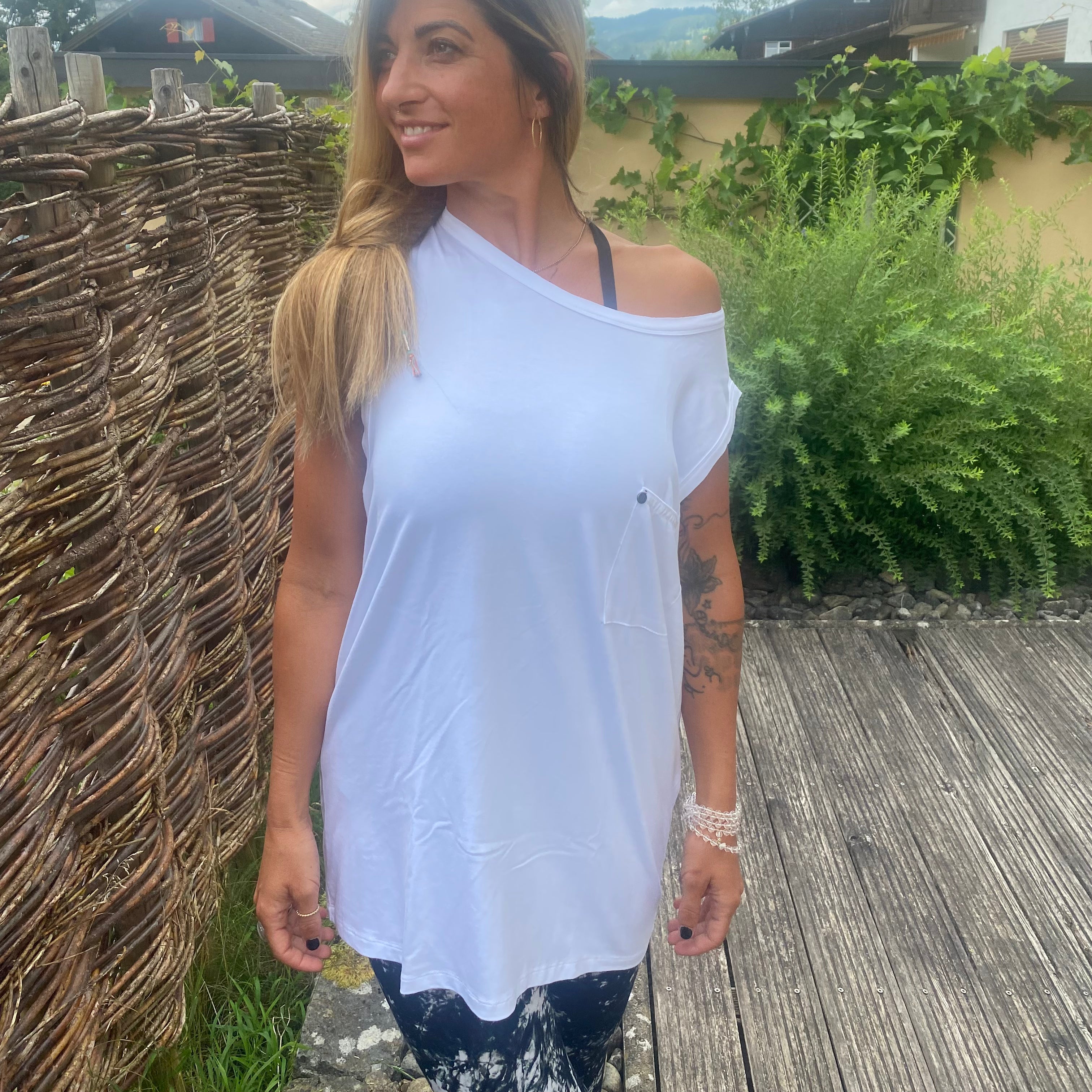 Yoga Shirt Damen aus Eukalyptus Mix - Oversize Tank Top Weiß