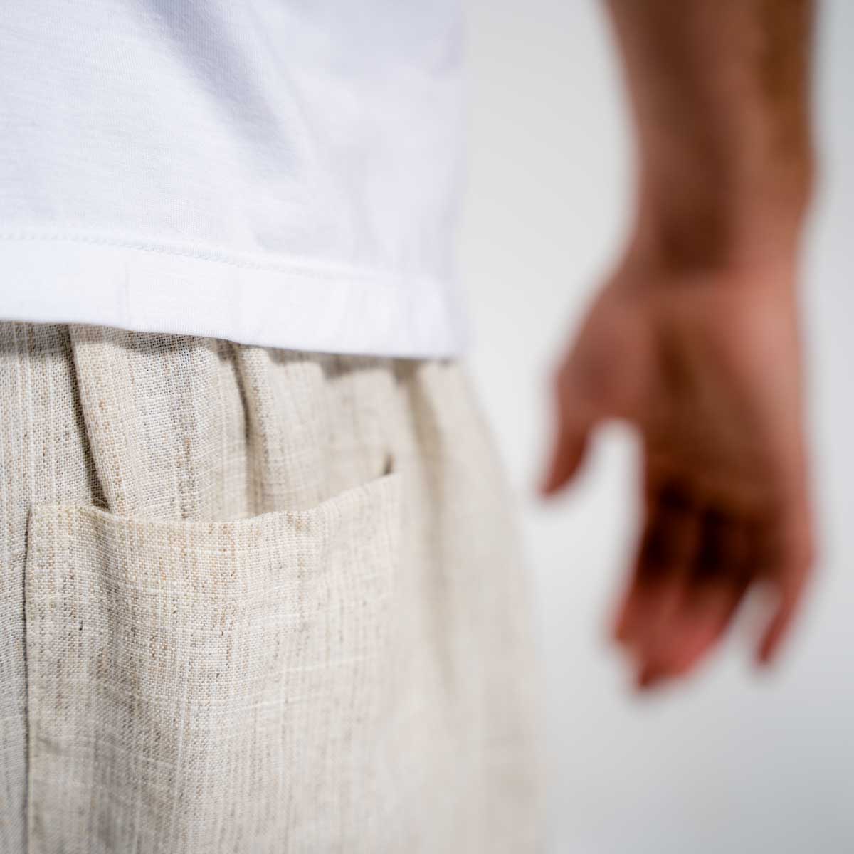 Leinenhose Herren kurz, dünnes Material - Naturweiß