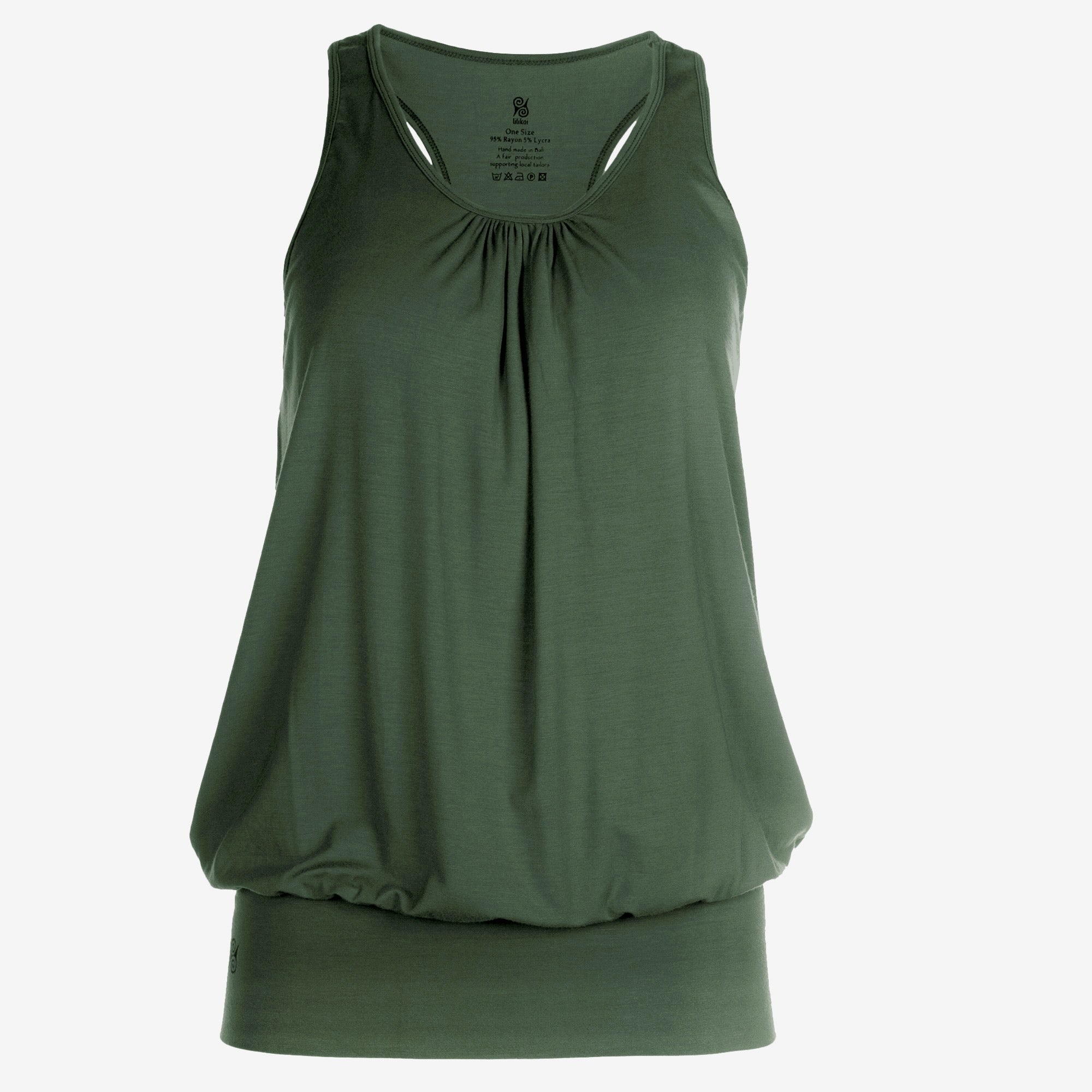 Yoga Top Damen aus Bambus Faser - Cute Shirt Moosgrün