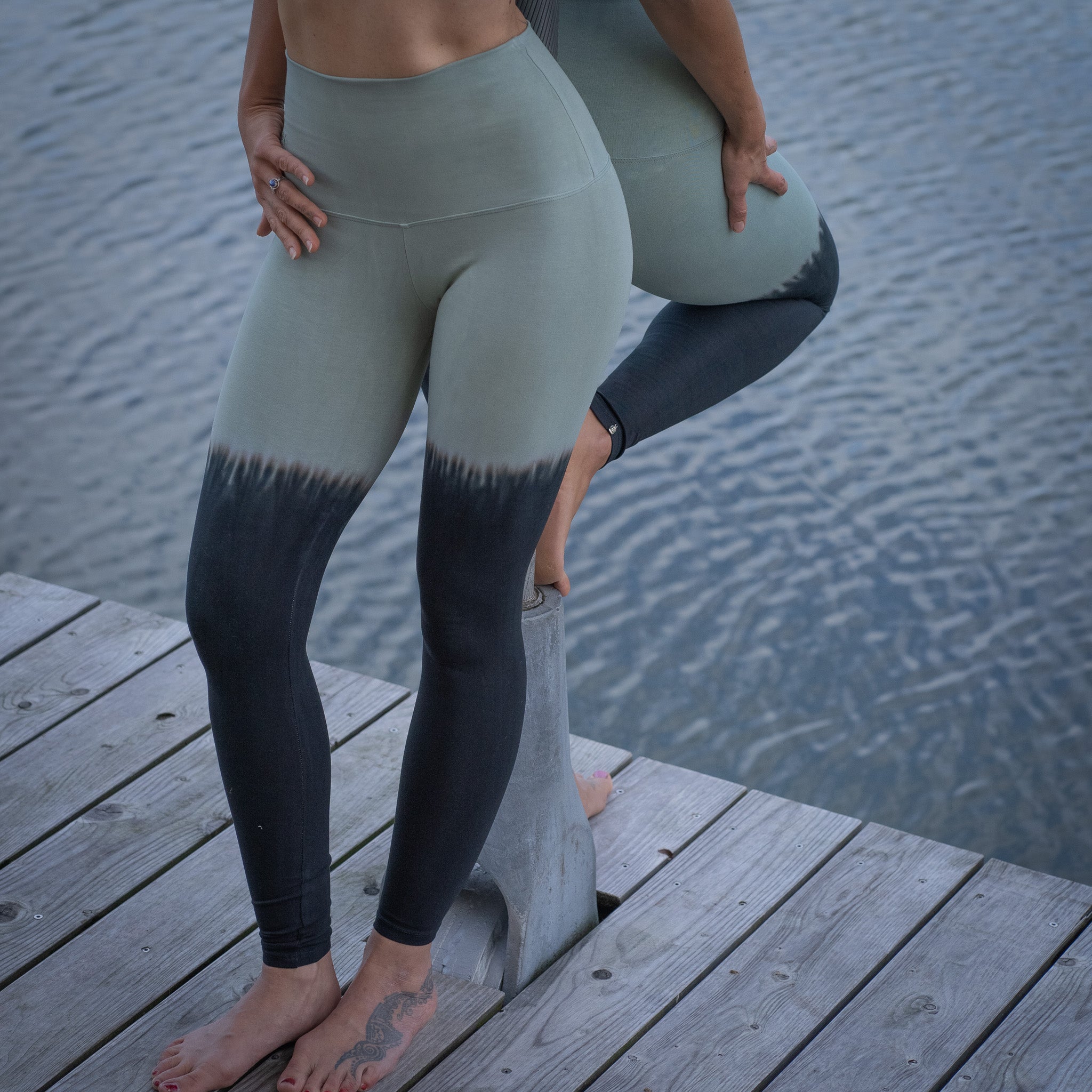 Yoga Leggings Damen aus Bambus Mix - Overknee Salbei !LIMITED EDITION! (Standart Material)