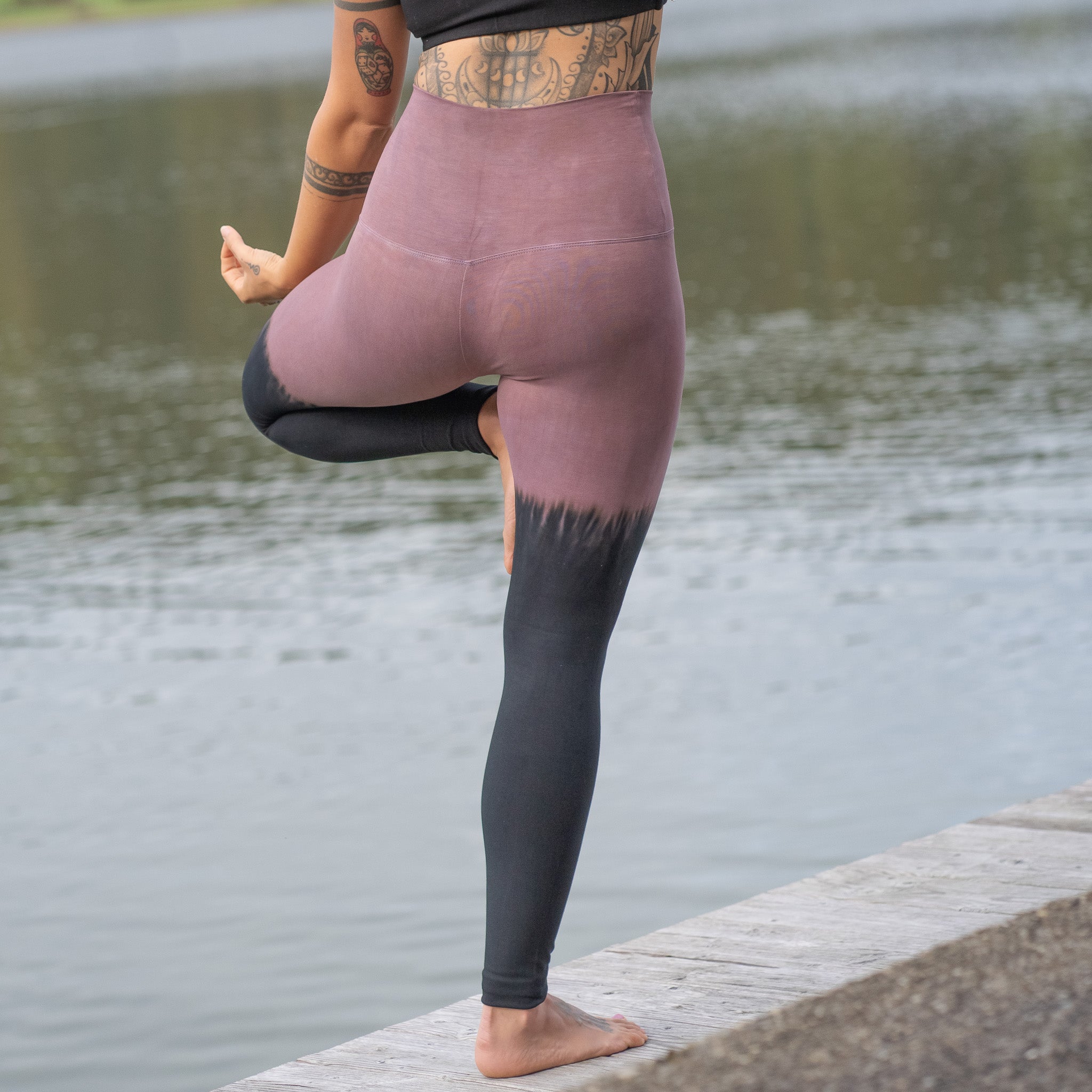 Yoga Leggings Damen aus Bambus Mix - Overknee Aubergine !LIMITED EDITION! (Standard Material)