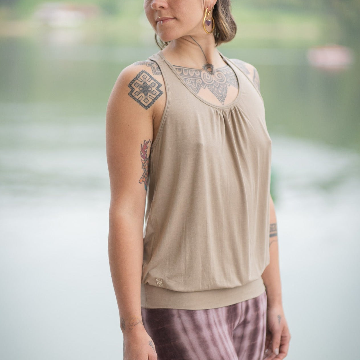 Yoga Top Damen aus Bambus Faser - Cute Shirt Cappuccino