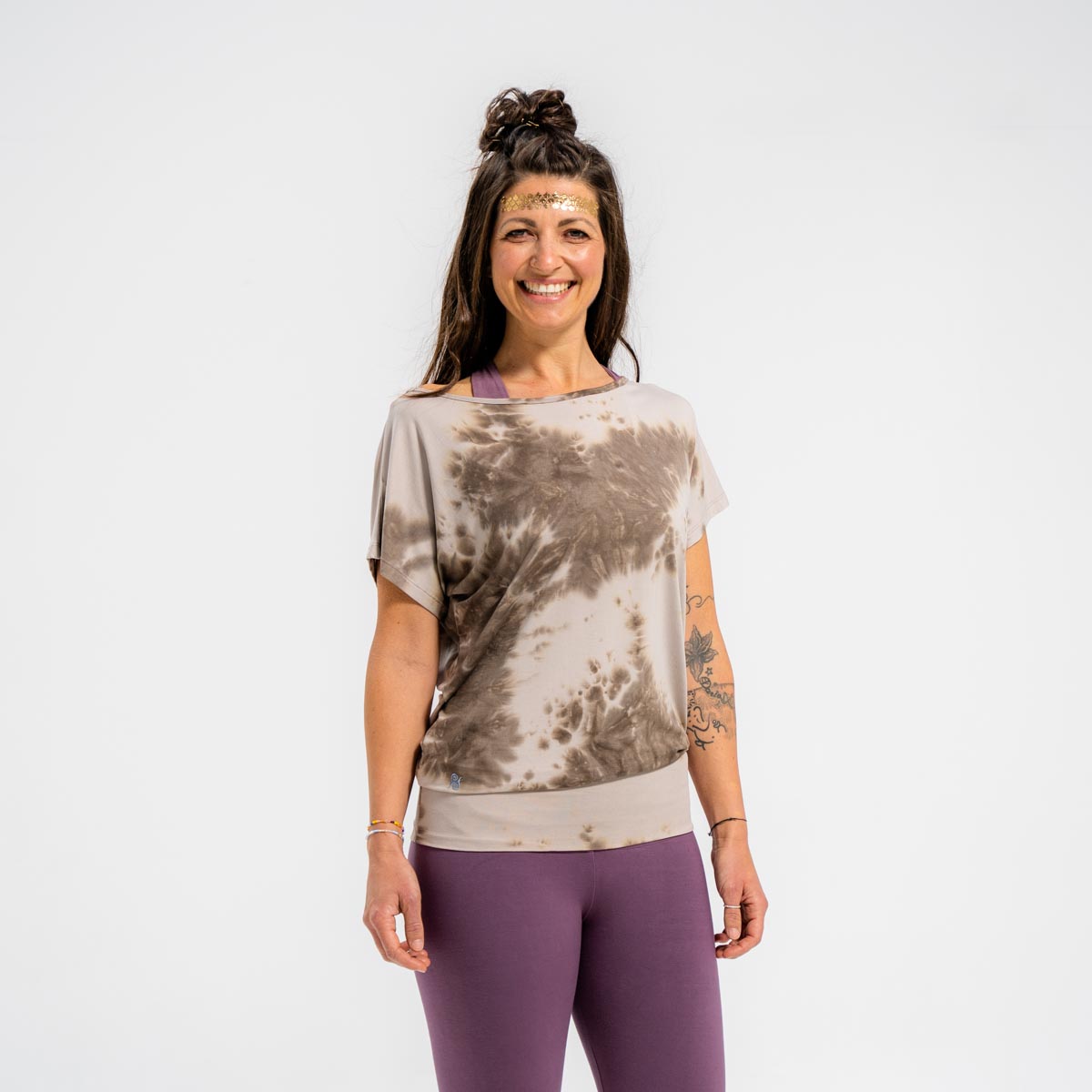 Yoga Leggings Damen aus Bambus Mix - Uni Aubergine (Dickes Material, fällt klein aus)