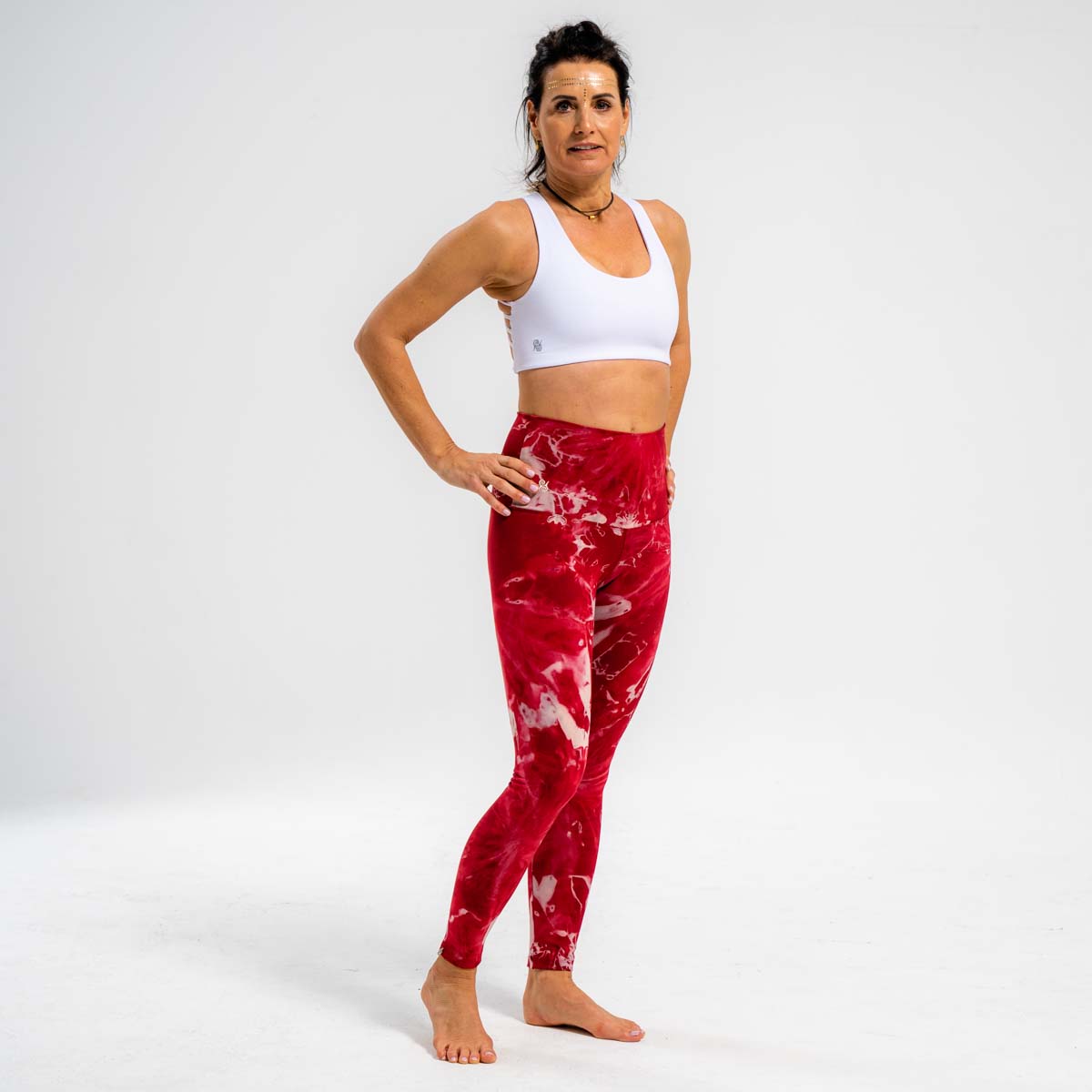 Yoga Leggings Damen aus Bambus Mix - Lost in Space Weinrot (Dickes Material)